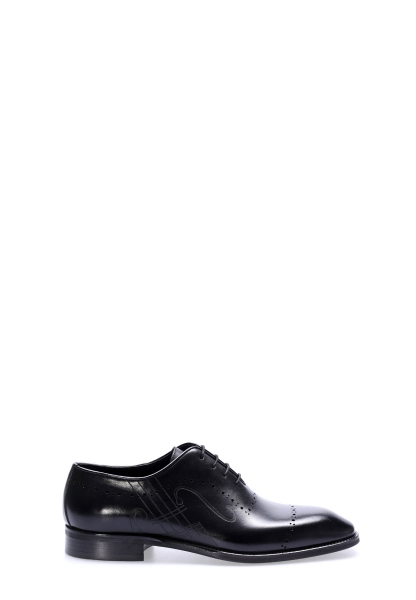 Tugerdi Siyah Hakiki Deri Kösele Taban Bağcıklı Klasik Erkek Ayakkabı Ayakkabı TG0940313511