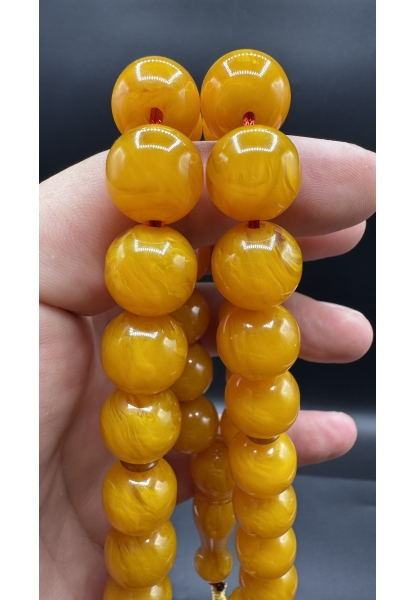 Tugerdi Üst Düzey Koleksiyon Sarı 81 Gr Faturan Firfirik Sıkma Kehribar Tespih AHTES2515
