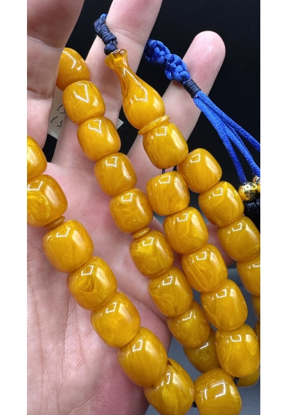 Tugerdi Üst Düzey Koleksiyonluk Sarı 98 Gr Faturan Sıkma Kehribar Tespih AHTES2501