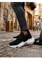 Tugerdi Siyah Yumuşak Triko Dokulu Hafif Yüksek Beyaz Taban Erkek Spor Ayakkabı TGE230553  