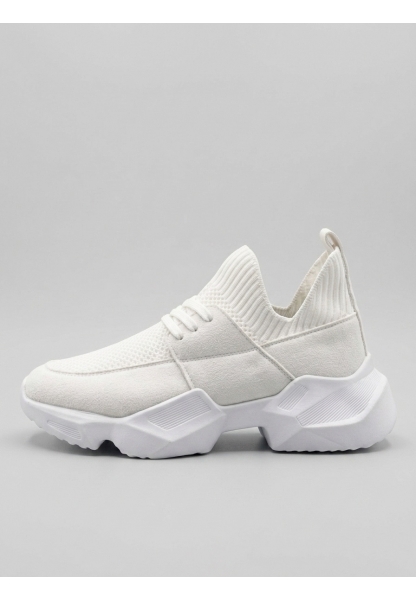 Tugerdi Beyaz Yumuşak Triko Dokulu Hafif Yüksek Taban Tarz Erkek Spor Ayakkabı TGE230553 