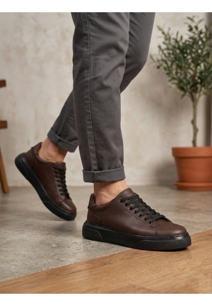 BLF-010 Erkek Sneaker Günlük Casual Spor Ayakkabı Kahverengi Siyah Taban 