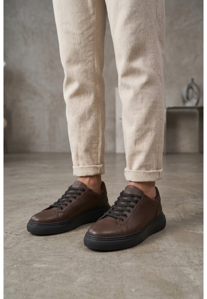BLF-010 Erkek Sneaker Günlük Casual Spor Ayakkabı Kahverengi Siyah Taban 