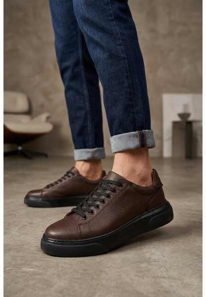 BLF-010 Erkek Sneaker Günlük Casual Spor Ayakkabı Kahverengi Siyah Taban 
