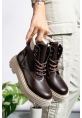 Cilt Kahve Bağcıklı Yüksek Taban Kadın Bot