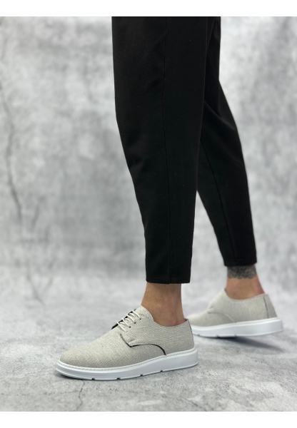 Tugerdi Beyaz Keten Bağcıklı Beyaz Taban Klasik Spor Günlük Erkek Ayakkabı TGE230153