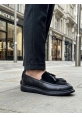 Tugerdi Siyah Süet Makosen Yeni Sezon Püsküllü Kalın Tabanlı Tarz Erkek Ayakkabı TGE230155