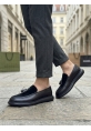 Tugerdi Siyah Süet Makosen Yeni Sezon Püsküllü Kalın Tabanlı Tarz Erkek Ayakkabı TGE230155