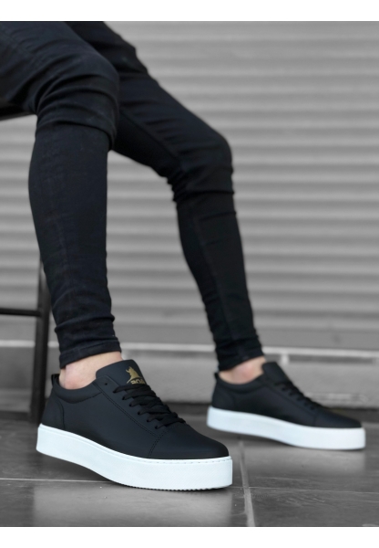 Tugerdi Bağcıklı Siyah Cilt Deri Spor Klasik Rahat Tarz Erkek Ayakkabı TGE230254