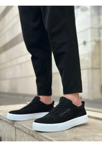 Tugerdi Siyah Süet Bağcıklı Hafif Beyaz Taban Klasik Klasik Erkek Ayakkabı TGE230254