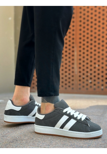 Tugerdi Füme İki Çizgili Kauçuk Taban Bağcıklı Tarz Erkek Günlük Ayakkabı TGE230385