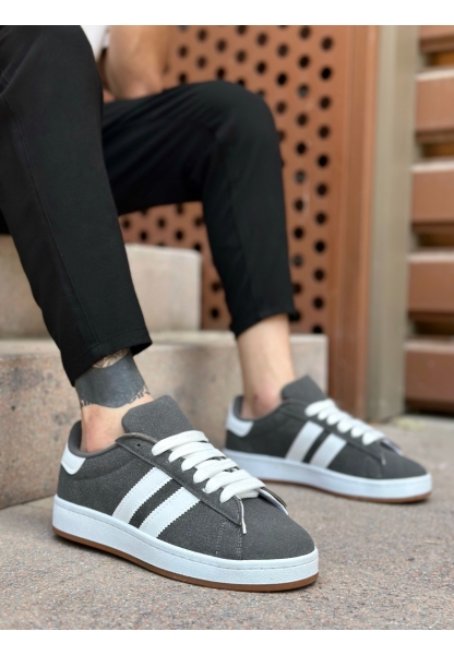 Tugerdi Füme İki Çizgili Kauçuk Taban Bağcıklı Tarz Erkek Günlük Ayakkabı TGE230385