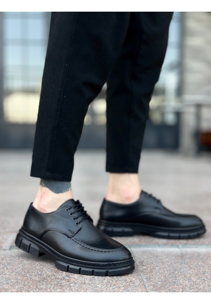 Tugerdi Siyah Bağcıklı Hafif Yüksek Siyah Taban Tarrz Casual Erkek Ayakkabı TGE230387