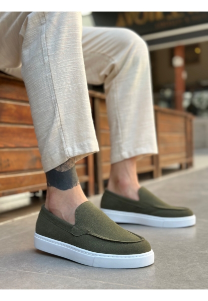 Tugerdi Haki Süet Hafif Yüksek Taban Bağcıksız Tarz Erkek Ayakkabı TGE230391
