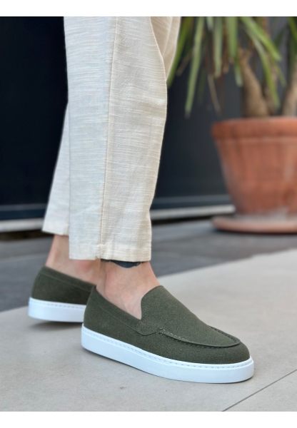 Tugerdi Haki Süet Hafif Yüksek Taban Bağcıksız Tarz Erkek Ayakkabı TGE230391