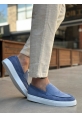 Tugerdi Mavi Süet Hafif Yüksek Taban Bağcıksız Tarz Erkek Ayakkabı TGE230391