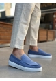 Tugerdi Mavi Süet Hafif Yüksek Taban Bağcıksız Tarz Erkek Ayakkabı TGE230391