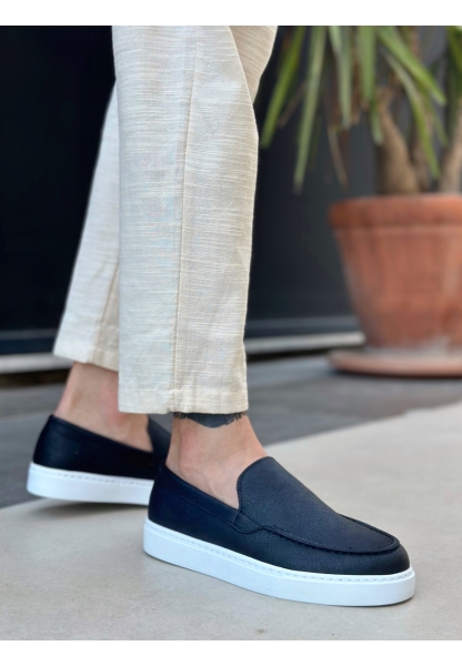 Tugerdi Siyah Hafif Yüksek Taban Bağcıksız Tarz Erkek Ayakkabı TGE230391