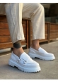 Tugerdi Beyaz Tokalı Hafif Yüksek Taban Tarz Erkek Ayakkabı TGE230392