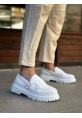 Tugerdi Beyaz Tokalı Hafif Yüksek Taban Tarz Erkek Ayakkabı TGE230392