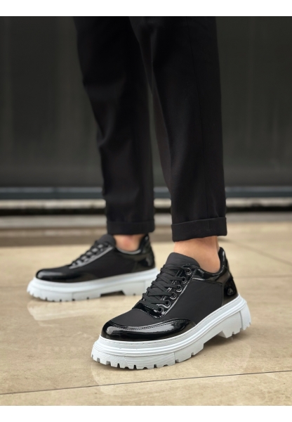 Tugerdi Siyah Rugan Paraşüt Detay Bağcıklı Yüksek Hafif Taban Tarz Erkek Ayakkabı TGE230393