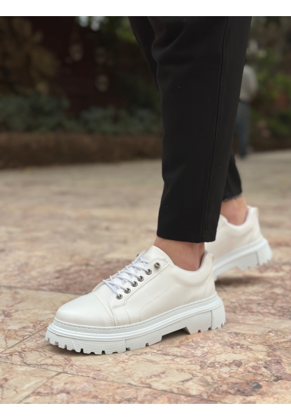 Tugerdi Beyaz Akıllı Lastik Bağcık Yüksek Hafif Taban Erkek Günlük Ayakkabı TGE230395