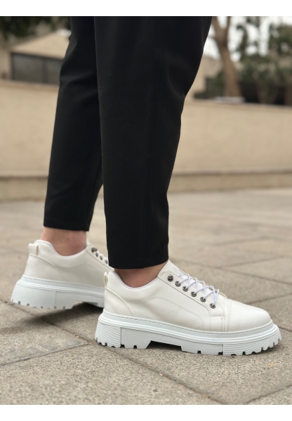 Tugerdi Beyaz Akıllı Lastik Bağcık Yüksek Hafif Taban Erkek Günlük Ayakkabı TGE230395
