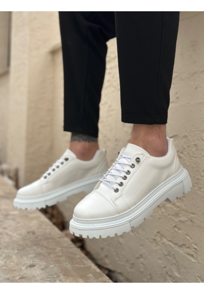 Tugerdi Beyaz Akıllı Lastik Bağcık Yüksek Hafif Taban Erkek Günlük Ayakkabı TGE230395
