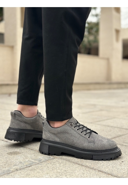 Tugerdi Gri Süet Akıllı Lastik Bağcık Yüksek Hafif Taban Erkek Günlük Ayakkabı TGE230395