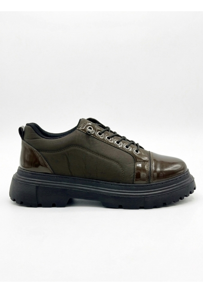 Tugerdi Kahverengi Rugan Paraşüt Detay Akıllı Lastik Bağcık Yüksek Taban Tarz Erkek Ayakkabı TGE230395