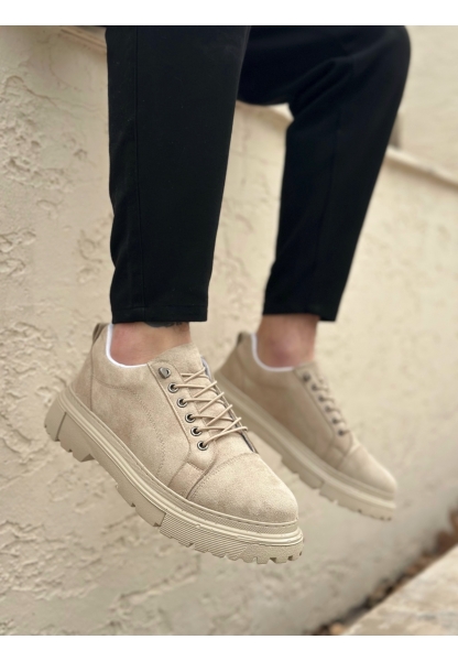 Tugerdi Krem Süet Akıllı Lastik Bağcık Yüksek Hafif Taban Erkek Günlük Ayakkabı TGE230395