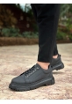 TGE0245 Siyah Akıllı Lastik Bağcık Yüksek Siyah Taban Günlük Erkek Ayakkabı