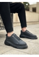 TGE0245 Siyah Akıllı Lastik Bağcık Yüksek Siyah Taban Günlük Erkek Ayakkabı