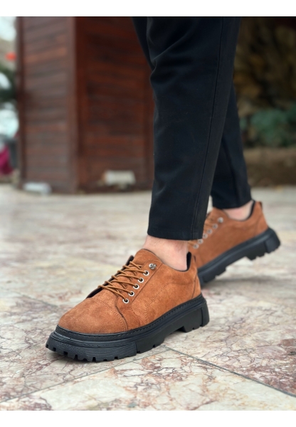 Tugerdi Taba Süet Akıllı Lastik Bağcık Yüksek Siyah Taban Erkek Günlük Ayakkabı TGE230395