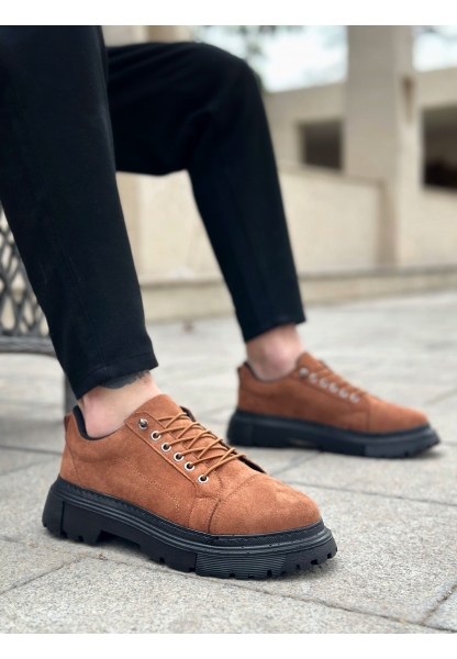 Tugerdi Taba Süet Akıllı Lastik Bağcık Yüksek Siyah Taban Erkek Günlük Ayakkabı TGE230395