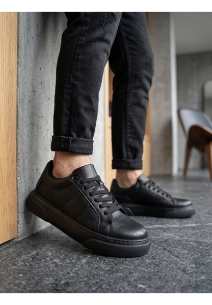 TGE0247 Erkek Sneaker Günlük Casual Spor Ayakkabı Siyah Taban