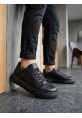TGE0247 Erkek Sneaker Günlük Casual Spor Ayakkabı Siyah Taban