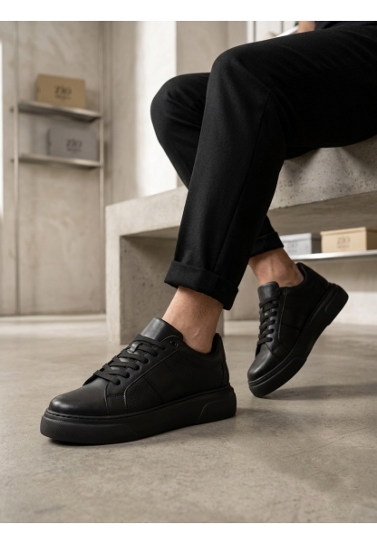 TGE0247 Erkek Sneaker Günlük Casual Spor Ayakkabı Siyah Taban