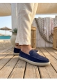 TGE0251 %100 İçi Dışı Hakiki Deri Erkek Lacivert Süet Casual Loafer Kauçuk Rahat Taban Dikişli Ayakkabı