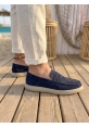 TGE0251 %100 İçi Dışı Hakiki Deri Erkek Lacivert Süet Casual Loafer Kauçuk Rahat Taban Dikişli Ayakkabı