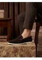 TGE0252 %100 İçi Dışı Hakiki Deri Erkek Kahverengi Süet Casual Loafer Termo Taban Ayakkabı
