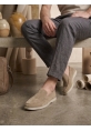 TGE0252 %100 İçi Dışı Hakiki Deri Erkek Krem Süet Casual Loafer Termo Taban Ayakkabı