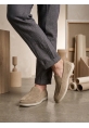 TGE0252 %100 İçi Dışı Hakiki Deri Erkek Krem Süet Casual Loafer Termo Taban Ayakkabı