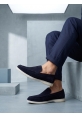 TGE0252 %100 İçi Dışı Hakiki Deri Erkek Lacivert Süet Casual Loafer Termo Taban Ayakkabı