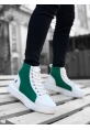 Tugerdi Bağcıklı Suni Deri Yüksek Taban Beyaz Yeşil Erkek Spor Bot TGE230406