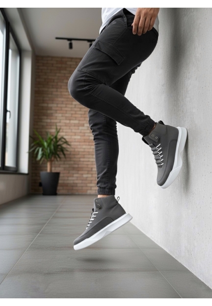 Tugerdi Füme Beyaz Gizli Bağcıklı Beyaz Hafif Taban Tarz Erkek Spor Bot TGE230471