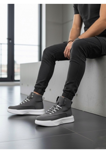 Tugerdi Füme Beyaz Gizli Bağcıklı Beyaz Hafif Taban Tarz Erkek Spor Bot TGE230471