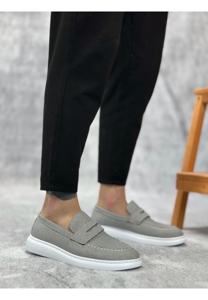 Tugerdi Füme Keten Bağcıksız Beyaz Taban Klasik Corcik Erkek Ayakkabı TGE230505