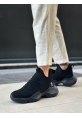 Tugerdi Siyah Süet Bağcıksız Rahat Yüksek Taban Tarz Spor Yarım Bilek Erkek Bot TGE230551