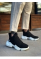 Tugerdi Siyah Süet Hafif Yüksek Beyaz Taban Tarz Erkek Yarım Bilek Spor Bot TGE230551